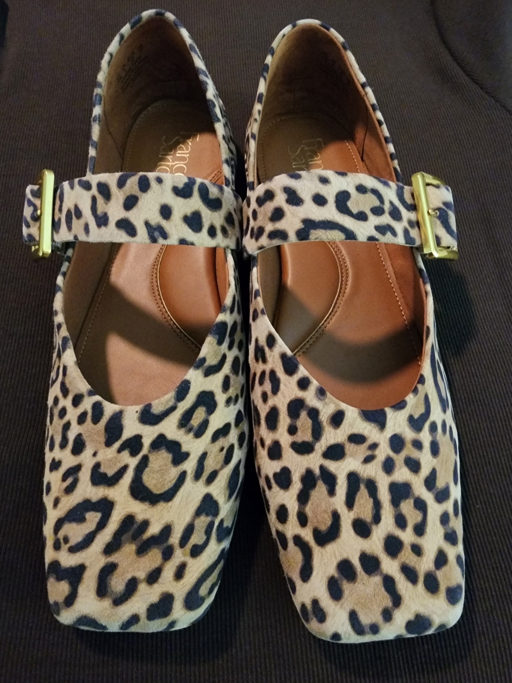 Franco Sarto Leopard-Print Mary Jane Flats in Tan and Black